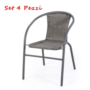 Set 4 pezzi Sedia Ios T.Rattan Grigio