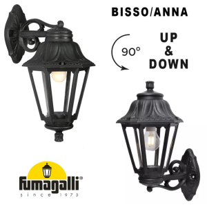 Lampioncino Bisso/anna nero up & down trasp e27 fumagalli wall