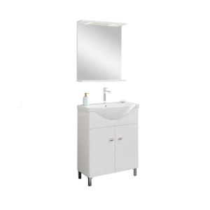 Mobile Bagno Bianco Lucido C/Specchio Smart cm 65 