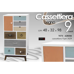 Cassettiera legno 9 Cassetti