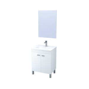 Mobile Bagno Bianco 2A C/Specchio Cm 60x45x80H