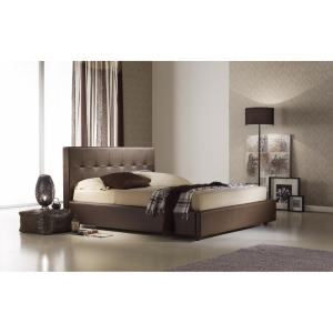 Letto Imbottito Royal ecopelle con Contenitore Tortora