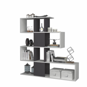 Libreria bifacciale Aktif 145x145x29 cm. bianco ghisa