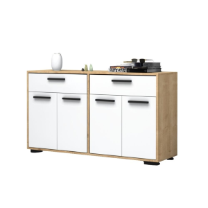 Credenza Truva 4 ante e 2 cassetti 140 cm rovere bianco