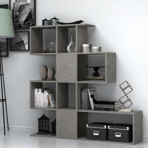 Libreria bifacciale Aktif 145x145x29 cm. grigio cemento