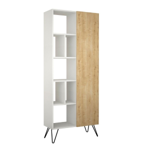 Libreria Jedda bianca con anta rovere 80,6x191