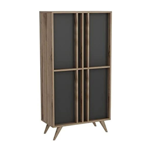 Credenza alta Rilla 4 ante antracite noce 72x139