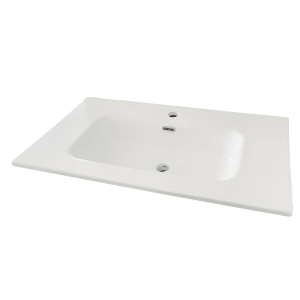 Lavabo bianco da incasso in ceramica per mobili 80x45