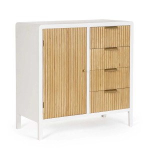 Mobile Credenza 1 anta+4 cassetti Charley bianco-naturale