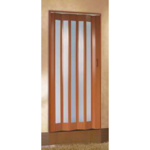 Porta a soffietto in PVC e Vetro 215x84 Bianco Venato c/magnete