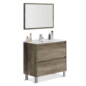 Mobile Bagno Rovere nordico con specchio Cm 80x46x80H