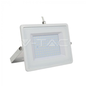 V-Tac 100W Led Smd Slim Faro Corpo Bianco Con Supporto E Spina Eu Bianco Freddo 3000K