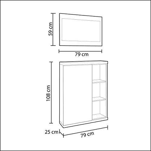 MK-0G6749BO - Mobile Ingresso C/Specchio Bianco - - 