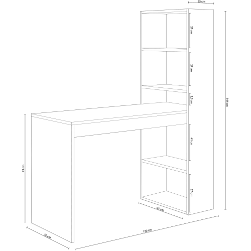 Scrivania con libreria laterale reversibile 0F8314A