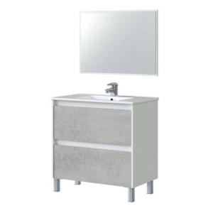 Mobile Bagno Bianco Cemento Dakota 2C Cm 80X45X80H