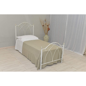 Letto Ferro battuto bianco/oro mod. Denise Singolo