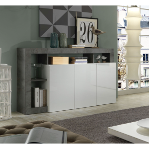 Credenza sideboard 3 Ante Hamburg Bianco Laccato / Ossido