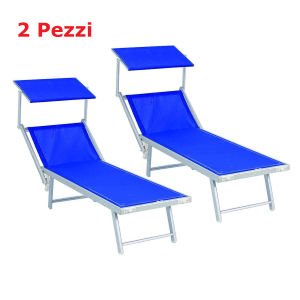 Lettino Alu/Texil.Beach Maxi Blu 2 pz