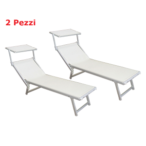 Lettino Alu/Texil.Beach Maxi Bianco 2 pz