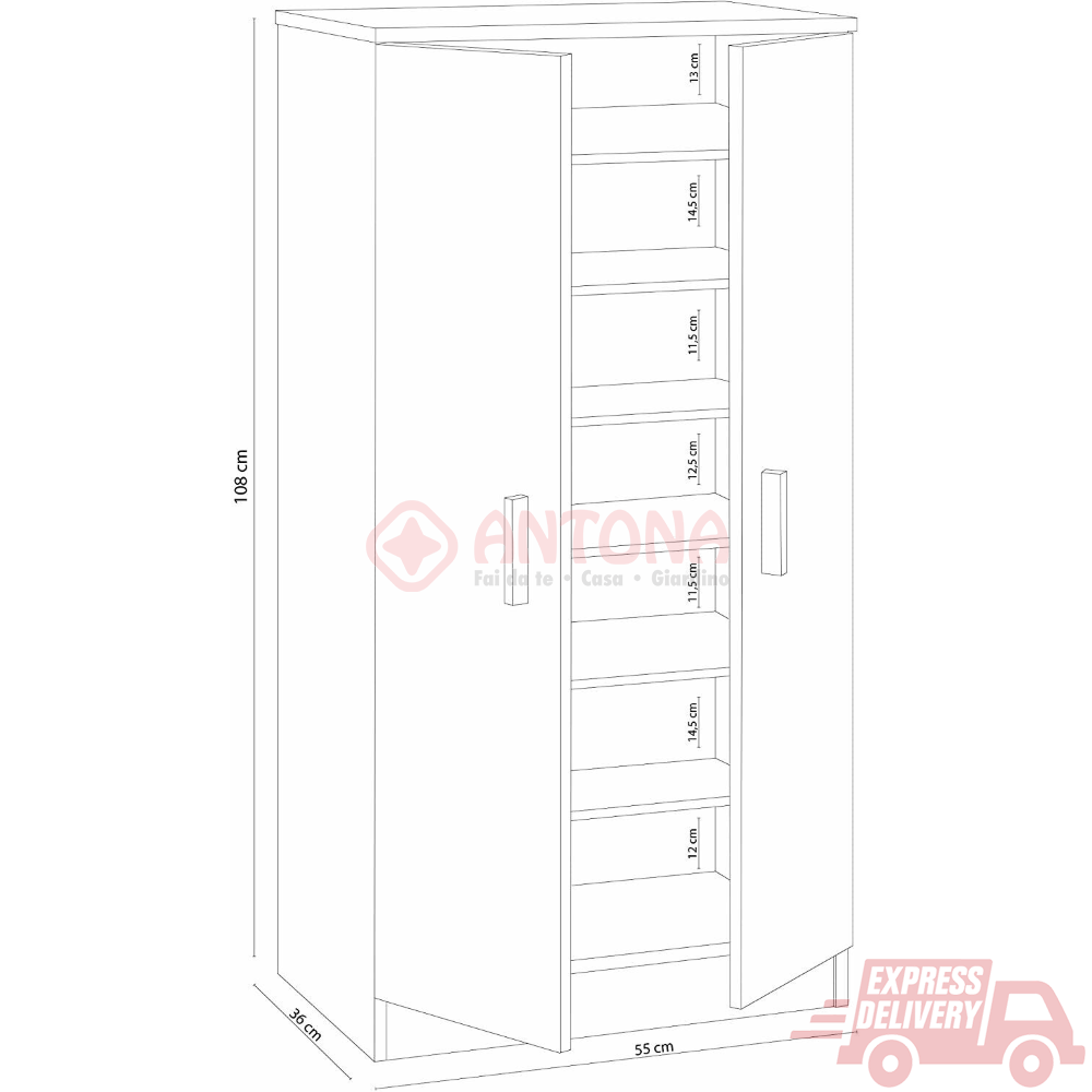 Bricopiu: Armadio Portascarpe Scarpiera (2 Ante / 6 Scaffali)